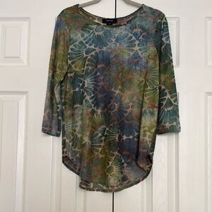 Karen Kane Blue and Green Graphic 3/4 Sleeve Tunic